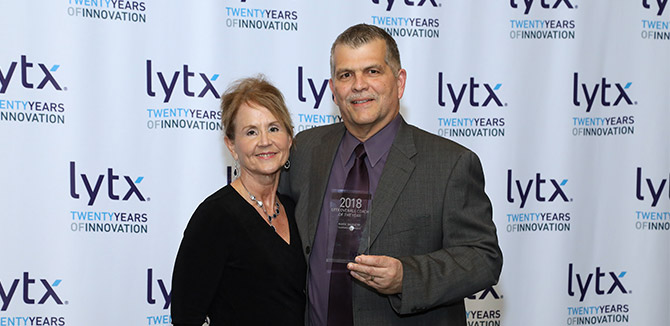 Lytx 2018 Coach of the Year Mark Barnett, pictured with his wife, Kelli